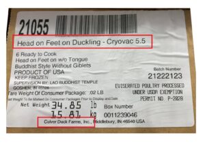 Duck Head On Feet On 6x5.5-6# (Cryovac)