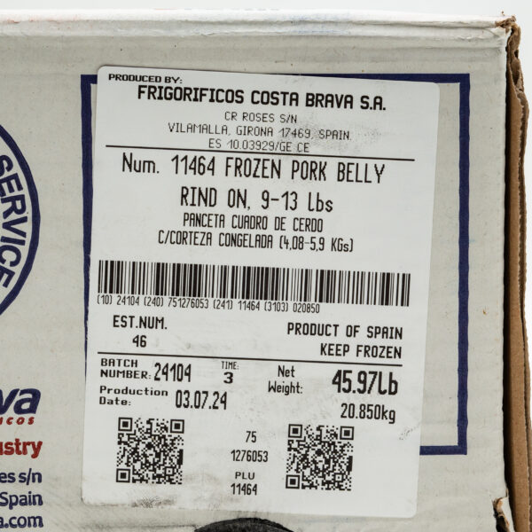 Pork Belly (Skin On) 40#CW